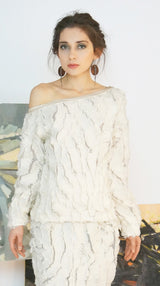 Meryl Top in Ivory Fluffy Cloud Fil Coupe